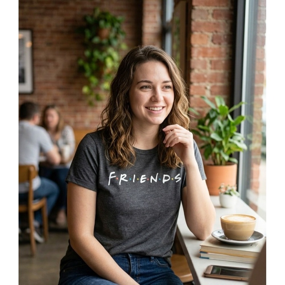 Friends The Television Series Women's Graphic T-Shirt Charcoal Grey XL NWT‎